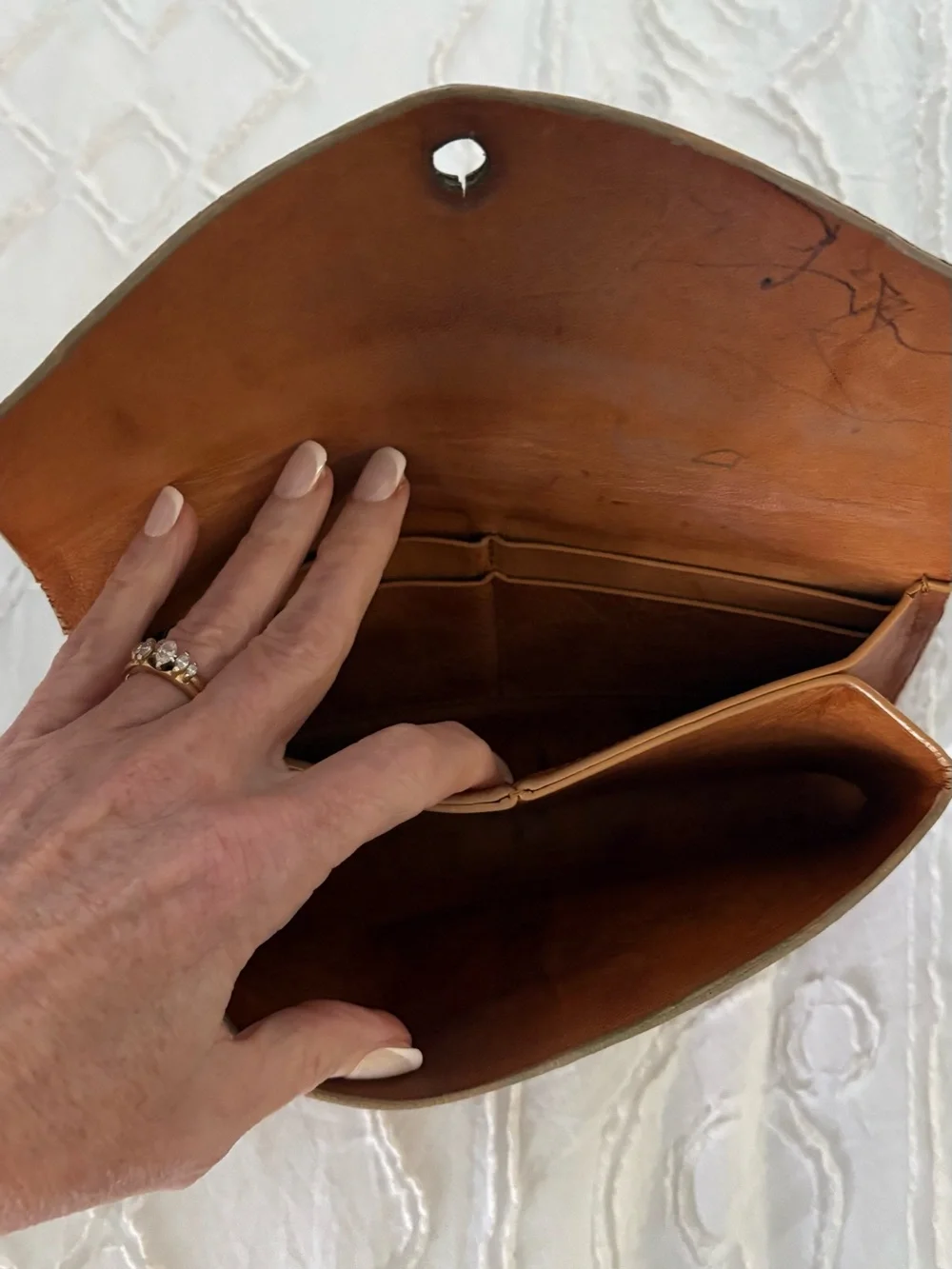 Noonday wallet Classic Brown Leather Envelope Clutch (no strap)